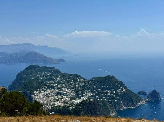 The island of Capri rising from the Tyrrhenian Sea